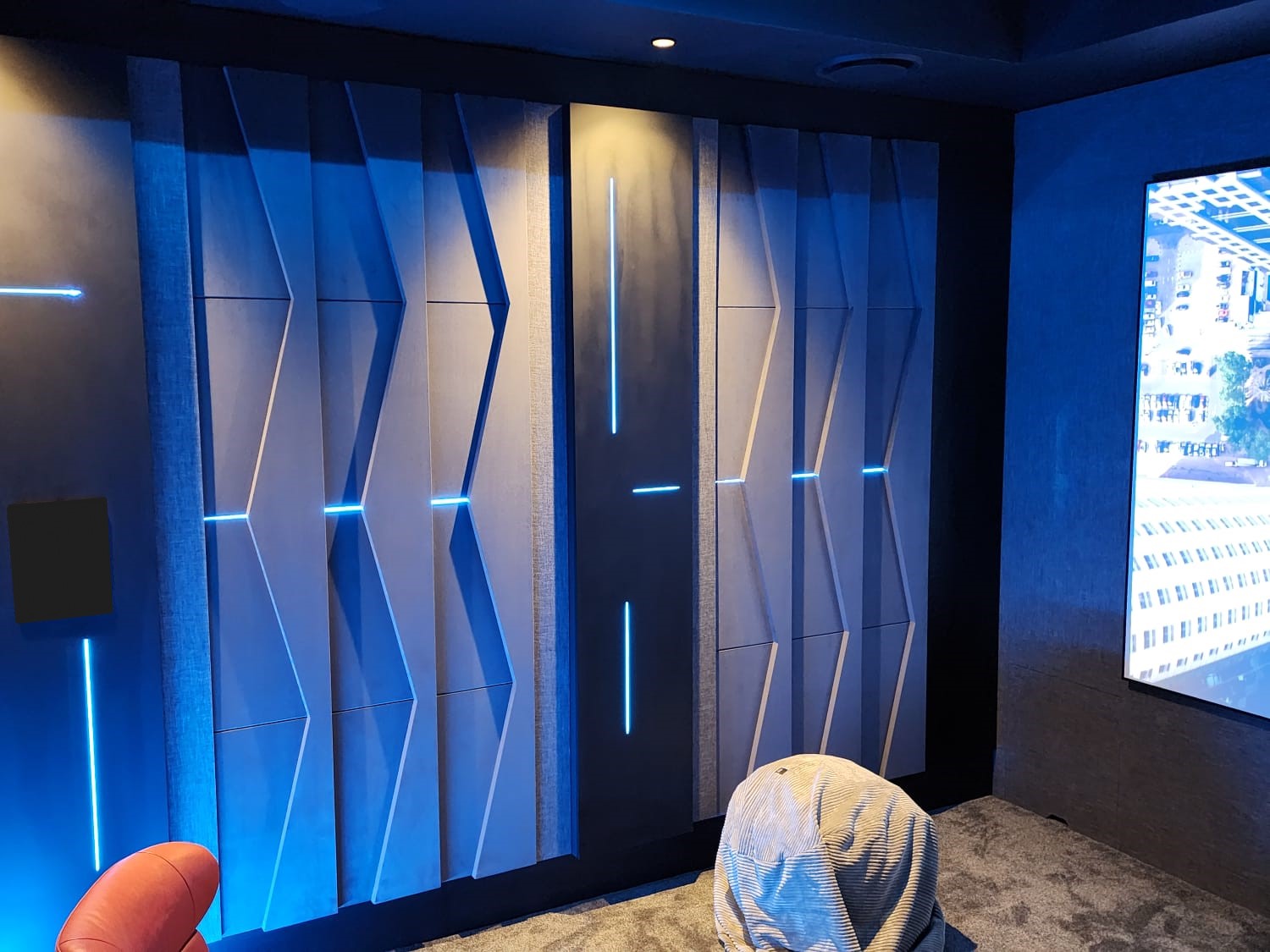 Blair Atholl home cinema with dark acoustic wall panels