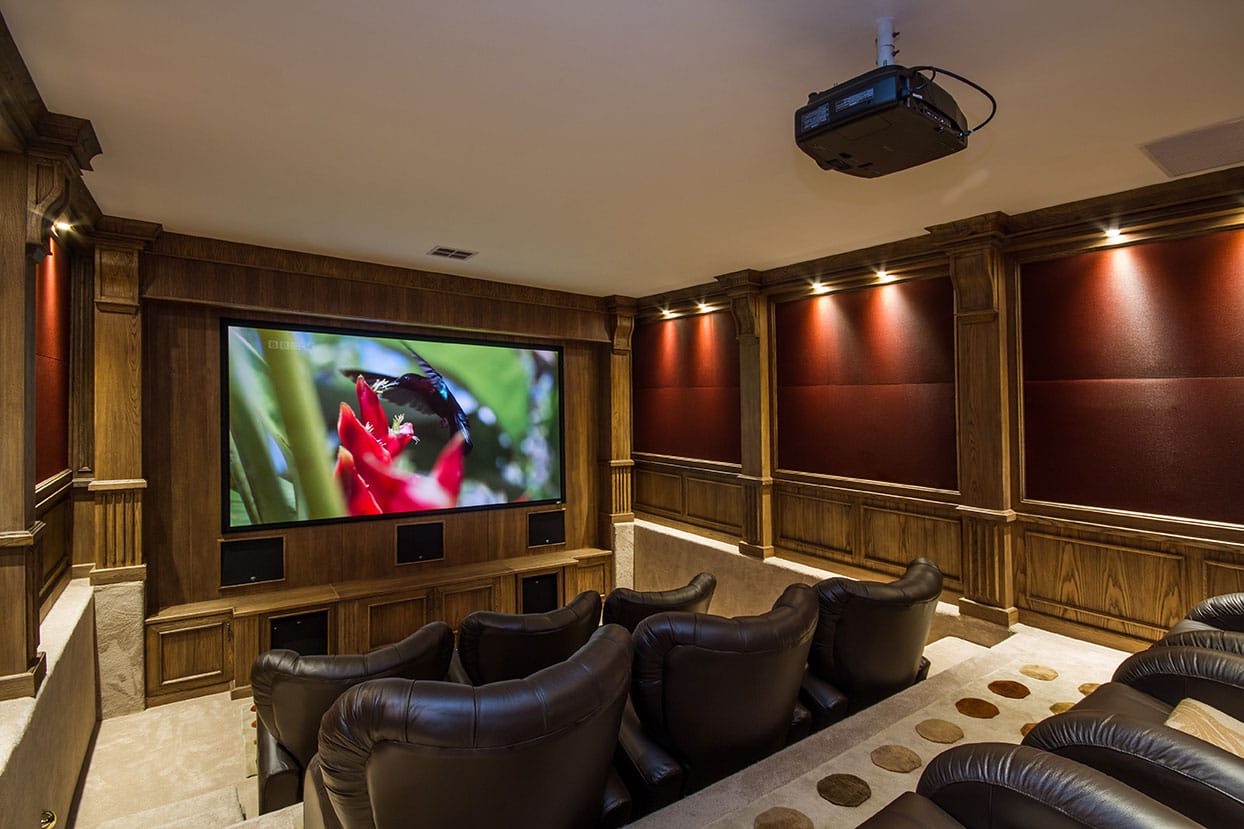 Hyde Park home cinema with fabric wall treatment